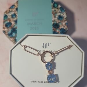 Gold-Tone Necklace with Sky Blue Gemstone Drop Pendant